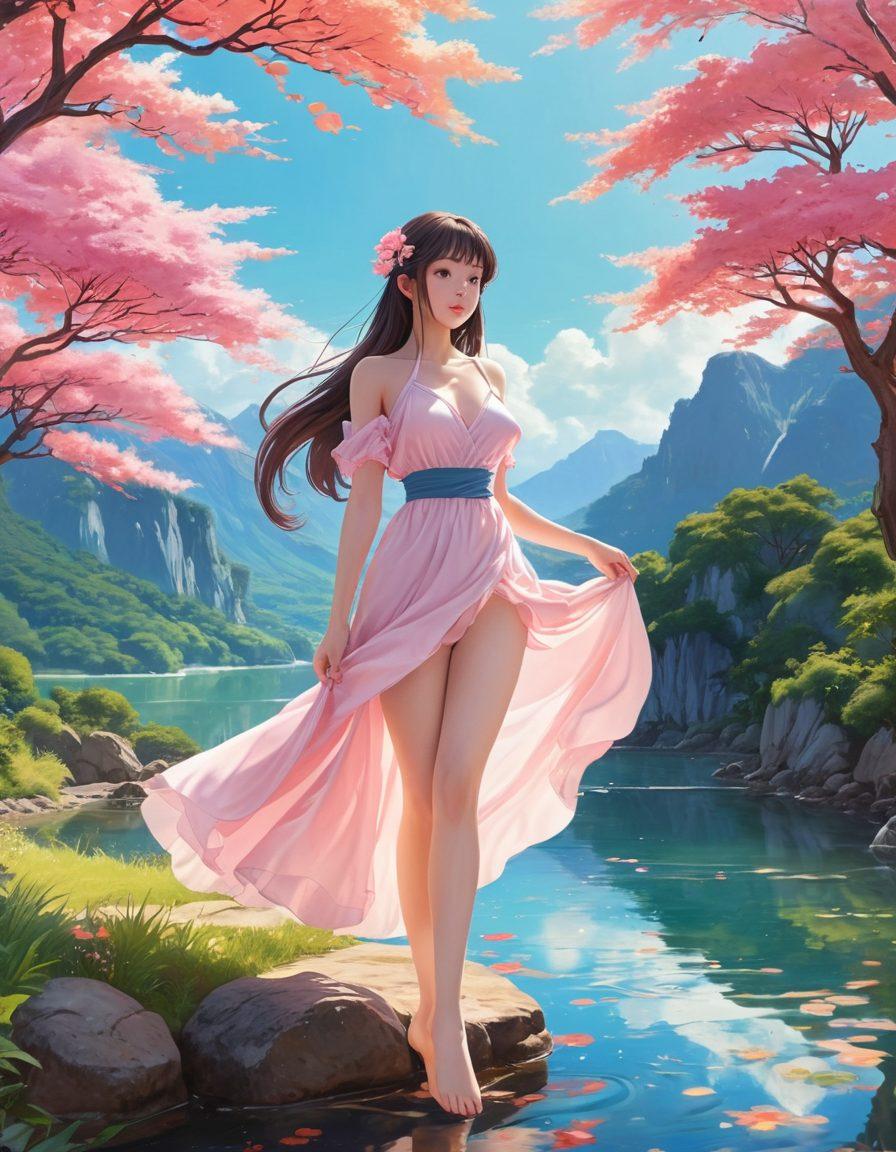 An enticing scene depicting a fusion of adult anime characters in a dreamy landscape, surrounded by swirling colors and soft, ethereal lighting. Include hints of live cam elements such as a webcam and playful poses that convey allure and fantasy, all while maintaining an artistic style that reflects the essence of hentai. Evoke a sense of curiosity and exploration with whimsical details intertwined in the composition. vibrant colors. dreamy art style. soft focus.